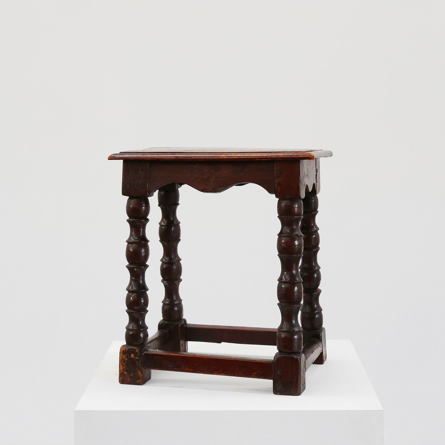 19th Century oak rectangular joint stool or table with turned legs, France ca. 1820-img